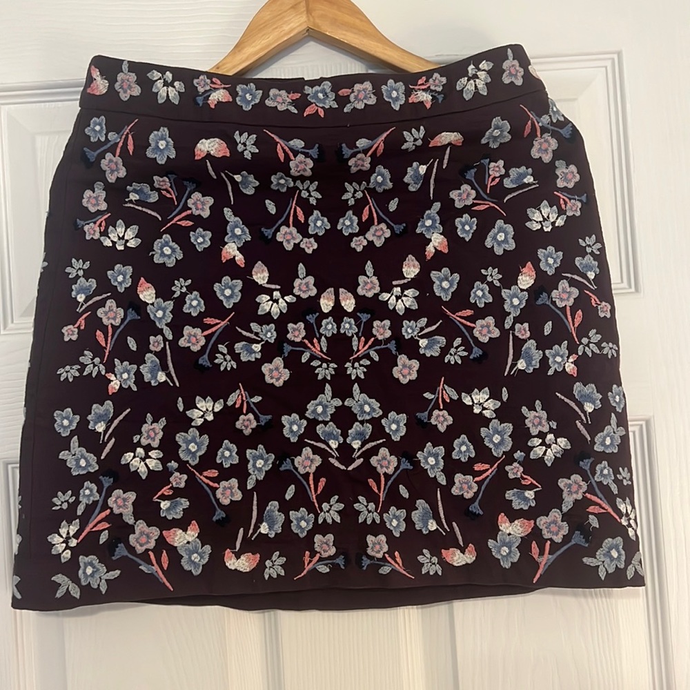 Loft embroided floral skirt